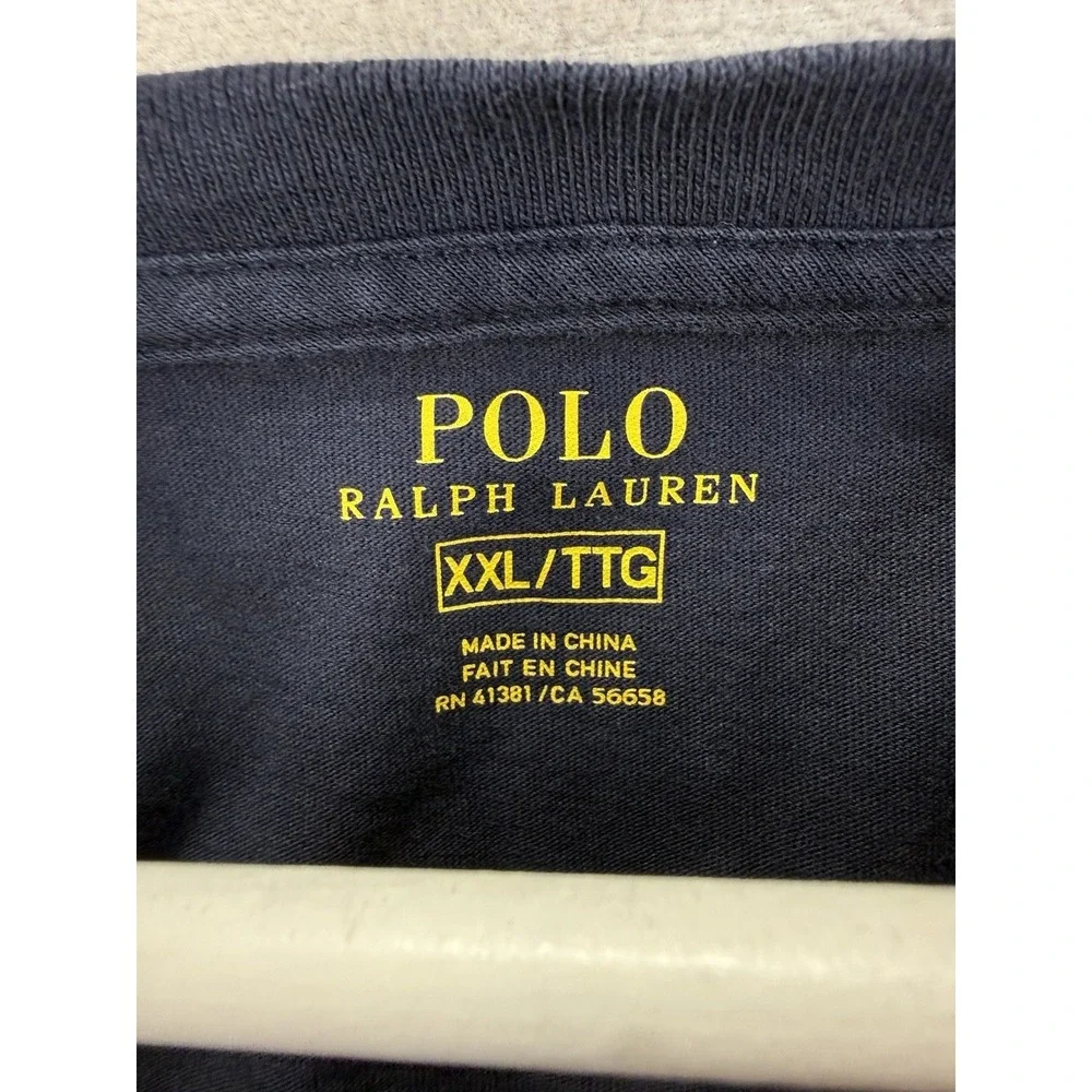 Polo Ralph Lauren T Shirt Men 2XL Navy Long Sleeve‎ Crewneck Red Pony Logo Tee